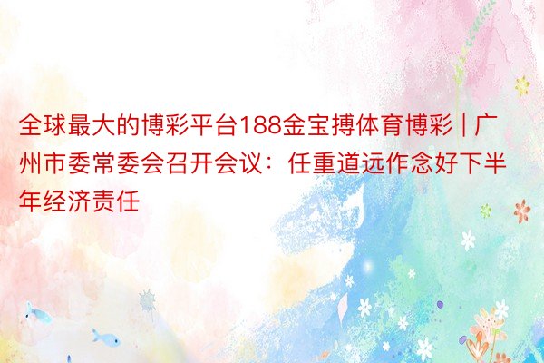 全球最大的博彩平台188金宝搏体育博彩 | 广州市委常委会召开会议：任重道远作念好下半年经济责任