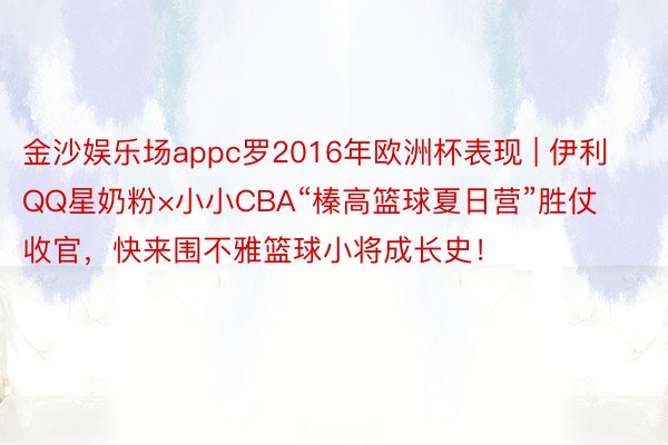 金沙娱乐场appc罗2016年欧洲杯表现 | 伊利QQ星奶粉×小小CBA“榛高篮球夏日营”胜仗收官，快来围不雅篮球小将成长史！