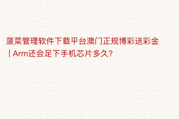 菠菜管理软件下载平台澳门正规博彩送彩金 | Arm还会足下手机芯片多久？