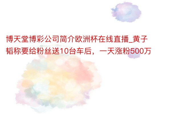 博天堂博彩公司简介欧洲杯在线直播_黄子韬称要给粉丝送10台车后，一天涨粉500万